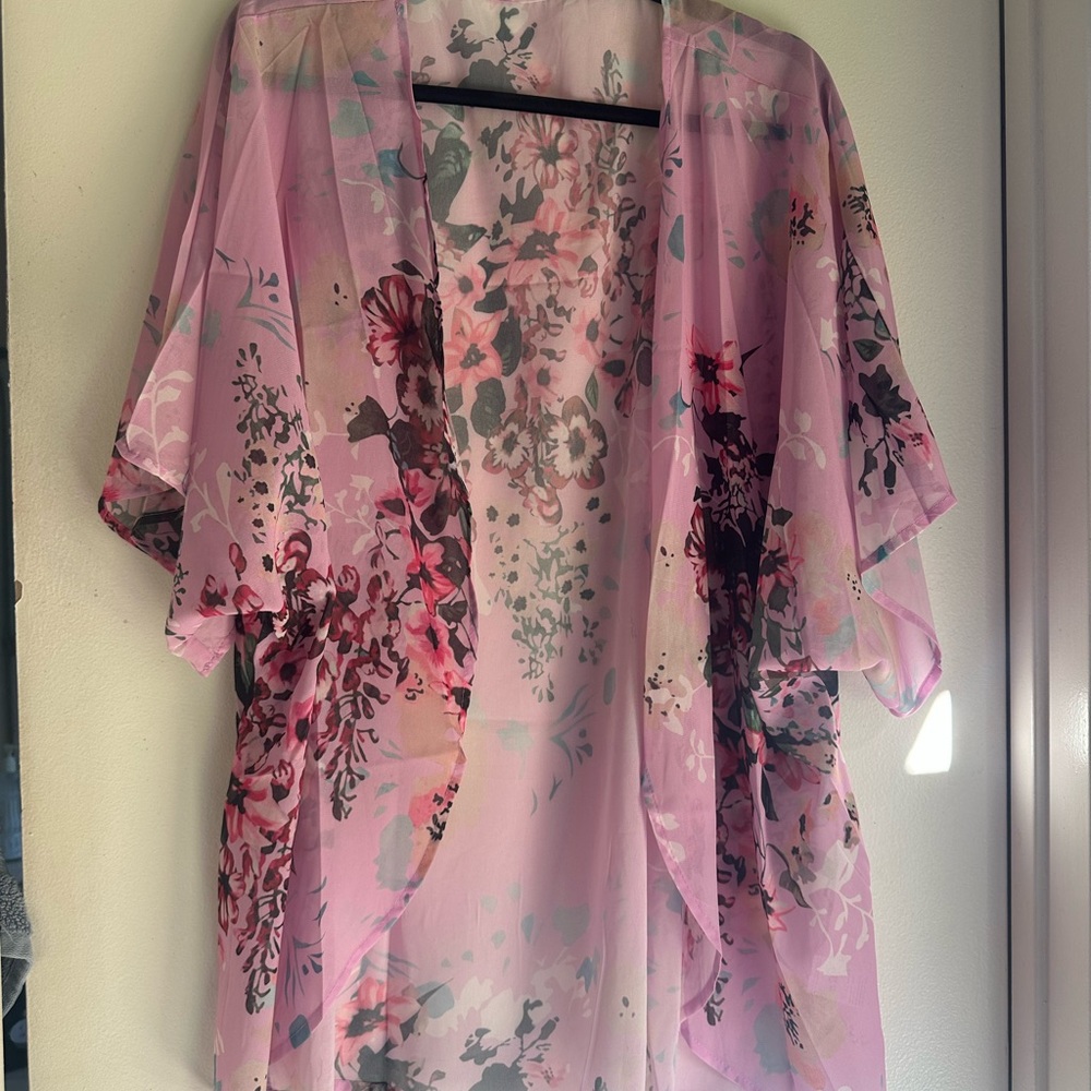 Floral Sheer Kimono in Pink and Purple